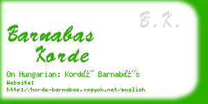 barnabas korde business card